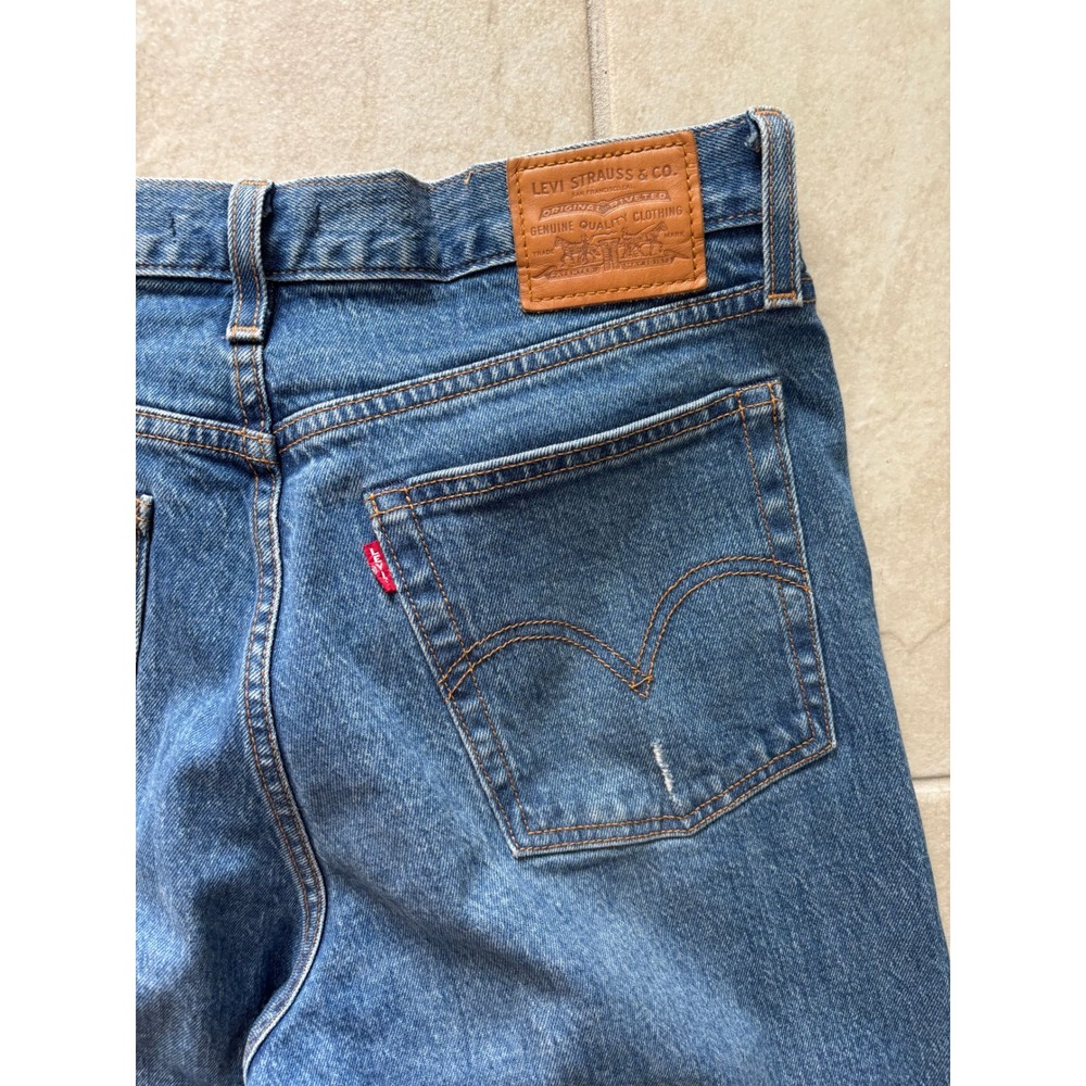 Levis Jeans Womens 29 Blue Wedgie Straight Button Fly High Rise Dark Wash Denim‎ - Picture 8 of 9